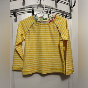 Hanna Anderson Girls Long Sleeve Swim Top Rash Guard Stripe UVA Sz 100cm/‎ 4